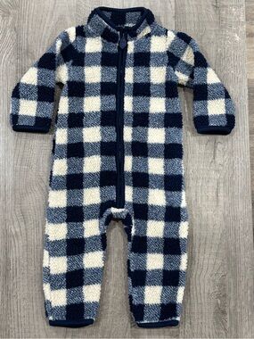 Carter’s Kids Navy & White Check Plush One-Piece Size 12M